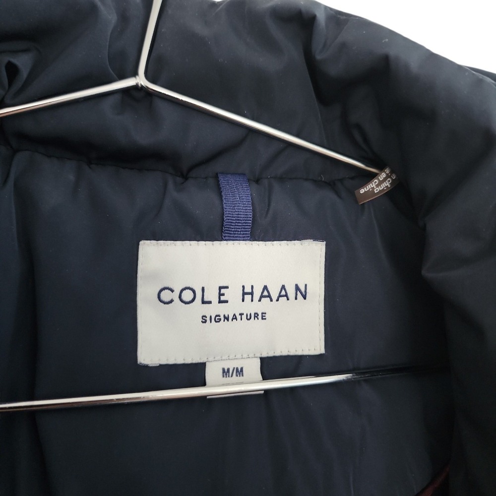Cole Haan Puffer Jacket Womens Medium Navy Blue Quilted Winter Chic Down Parka - Picture 2 of 11